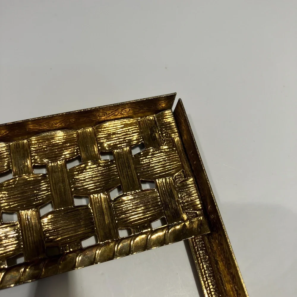 Vtg Gold Tone Metal Rectangular Tissue Box 2 Pc-Vanity Decor-Hollywood Regency